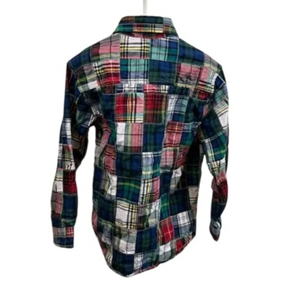 Gymboree Plaid Patchwork‎ Button-Up Shirt Long Sleeve Cotton Blend Size M (7-8)